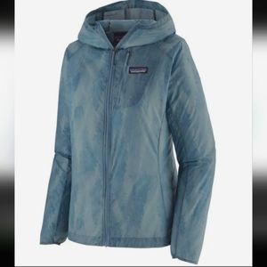 NWT Patagonia womens houdini light rain jacket  grey/blue  hooded,  running